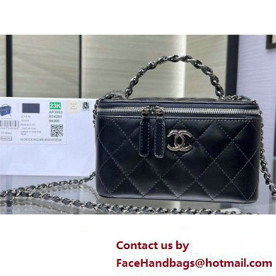 chanel Shiny Crumpled Calfskin, Strass & Ruthenium-Finish Metal Clutch with Chain AP3593 black 2023 - Click Image to Close